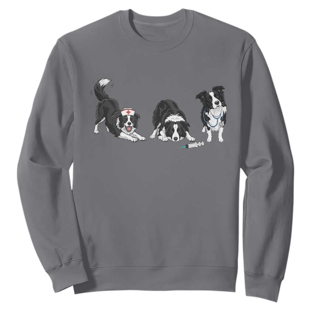 Funny Border Collie Nurse Vet Tech Sweatshirt Dog Lover Medical Worker Gift TS12 Charcoal Print Your Wear