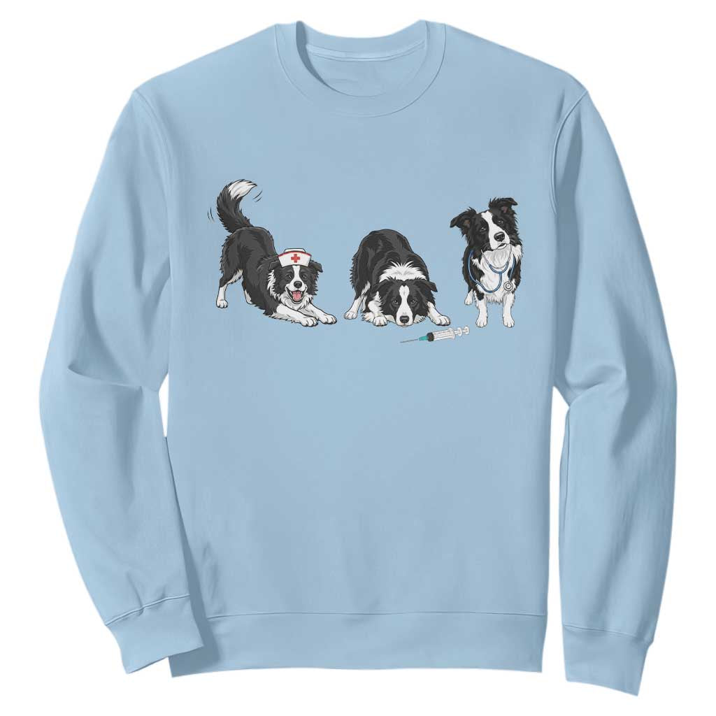 Funny Border Collie Nurse Vet Tech Sweatshirt Dog Lover Medical Worker Gift TS12 Light Blue Print Your Wear