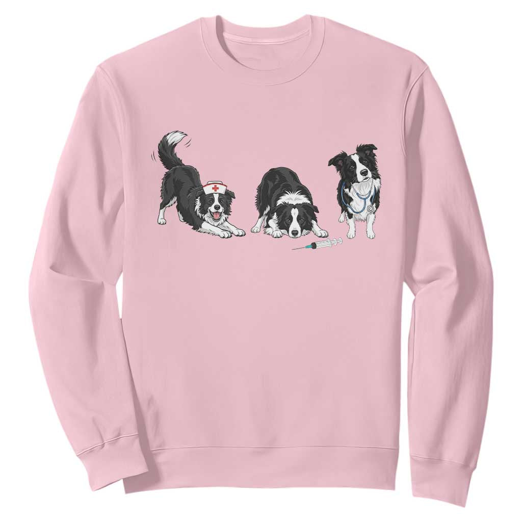 Funny Border Collie Nurse Vet Tech Sweatshirt Dog Lover Medical Worker Gift TS12 Light Pink Print Your Wear