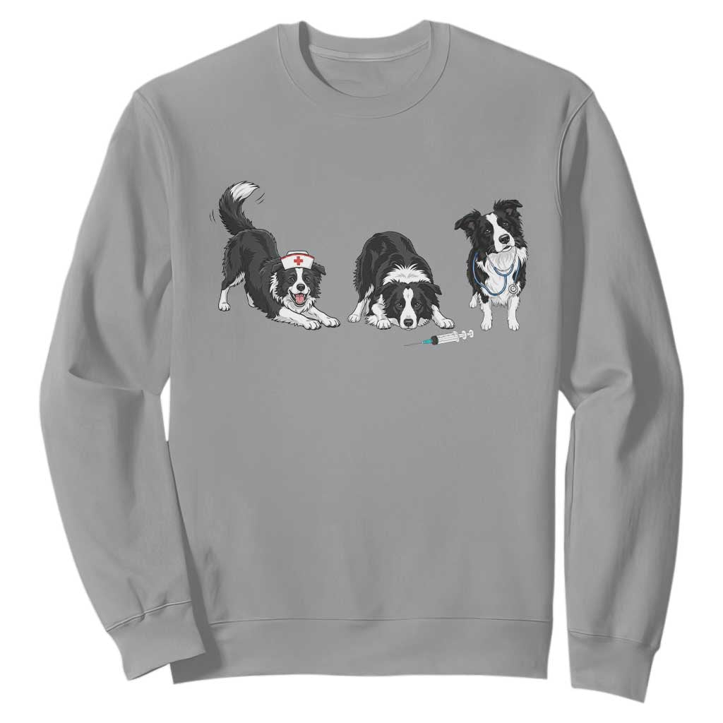 Funny Border Collie Nurse Vet Tech Sweatshirt Dog Lover Medical Worker Gift TS12 Sport Gray Print Your Wear