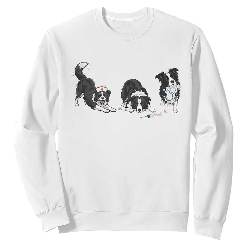 Funny Border Collie Nurse Vet Tech Sweatshirt Dog Lover Medical Worker Gift TS12 White Print Your Wear