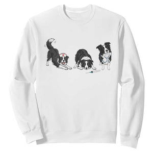 Funny Border Collie Nurse Vet Tech Sweatshirt Dog Lover Medical Worker Gift TS12 White Print Your Wear
