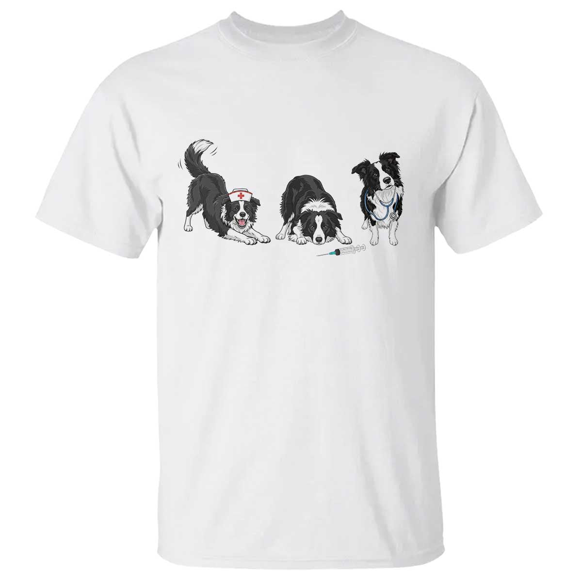 Funny Border Collie Nurse Vet Tech T Shirt Dog Lover Medical Worker Gift TS12 White Print Your Wear