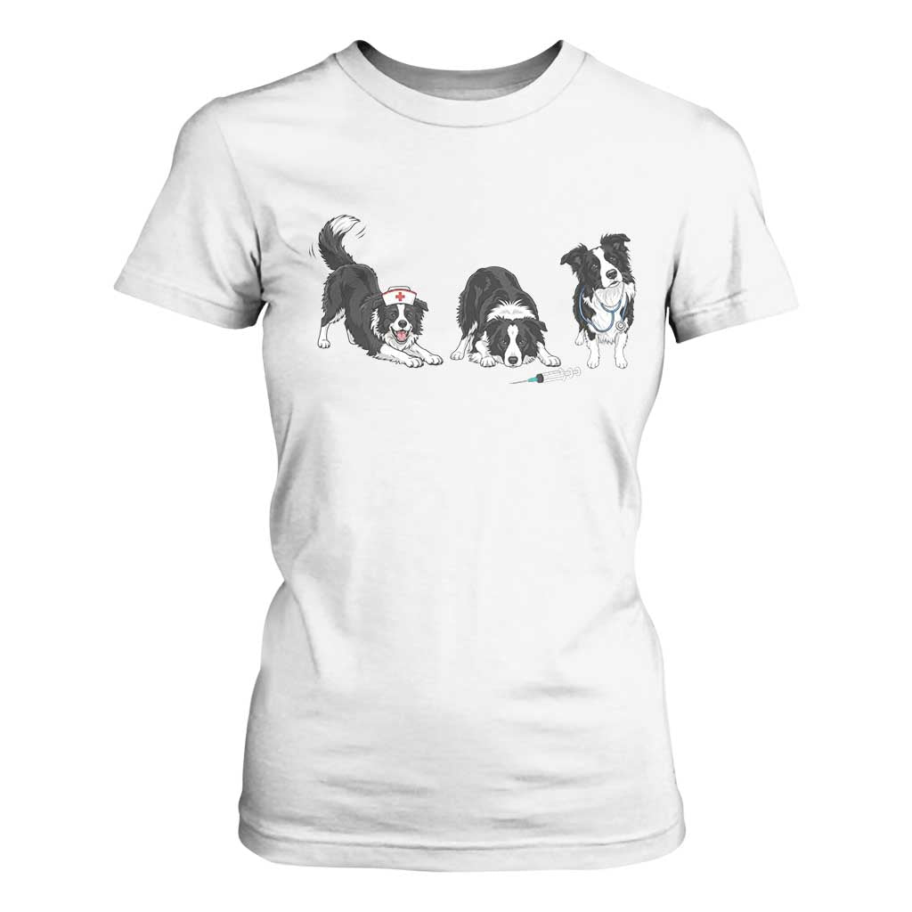 Funny Border Collie Nurse Vet Tech T Shirt For Women Dog Lover Medical Worker Gift TS12 White Print Your Wear