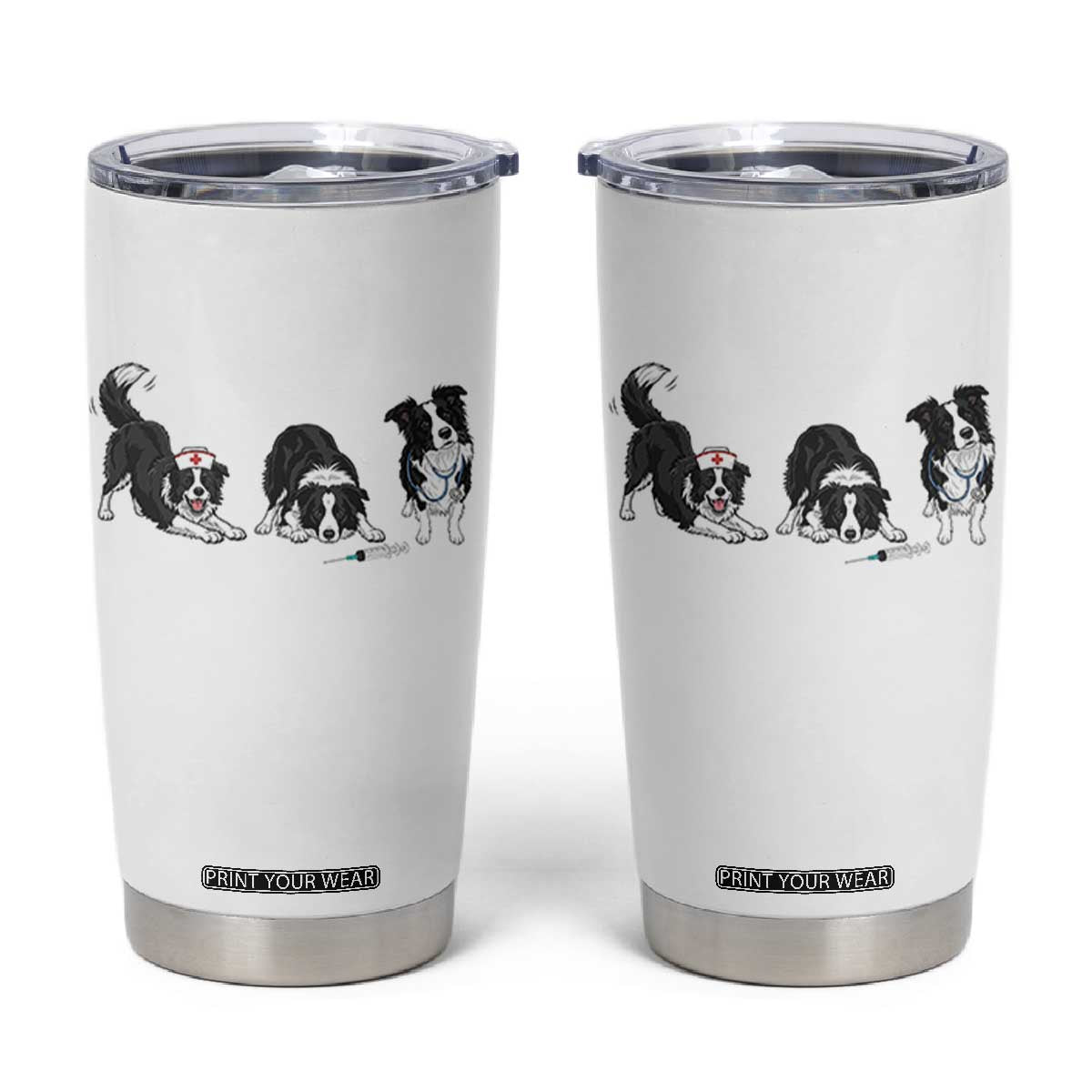 Funny Border Collie Nurse Vet Tech Tumbler Cup Dog Lover Medical Worker Gift TS12 White Print Your Wear