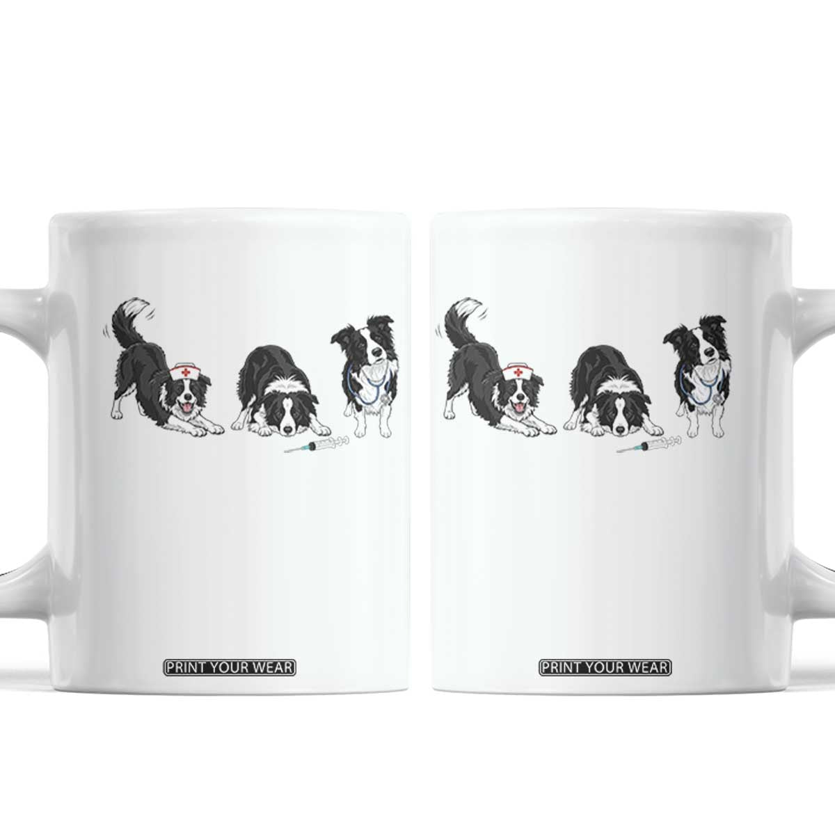 Funny Border Collie Nurse Vet Tech Coffee Mug Dog Lover Medical Worker Gift TS12 White Print Your Wear