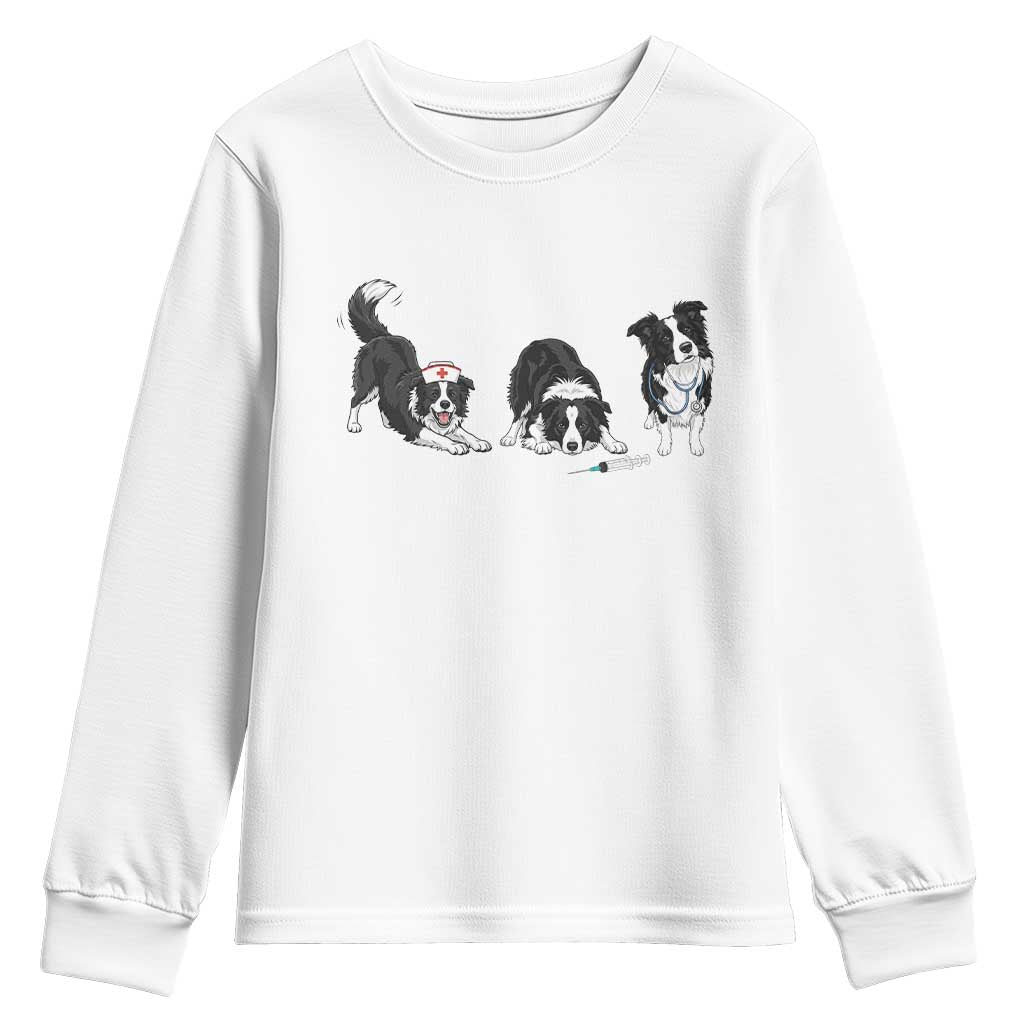 Funny Border Collie Nurse Vet Tech Youth Sweatshirt Dog Lover Medical Worker Gift TS12 White Print Your Wear