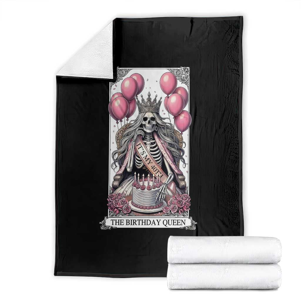 Funny 40th Birthday Queen Tarot Card Throw Blanket Gothic Skeleton Dark Humor Gift TS12 Black Print Your Wear