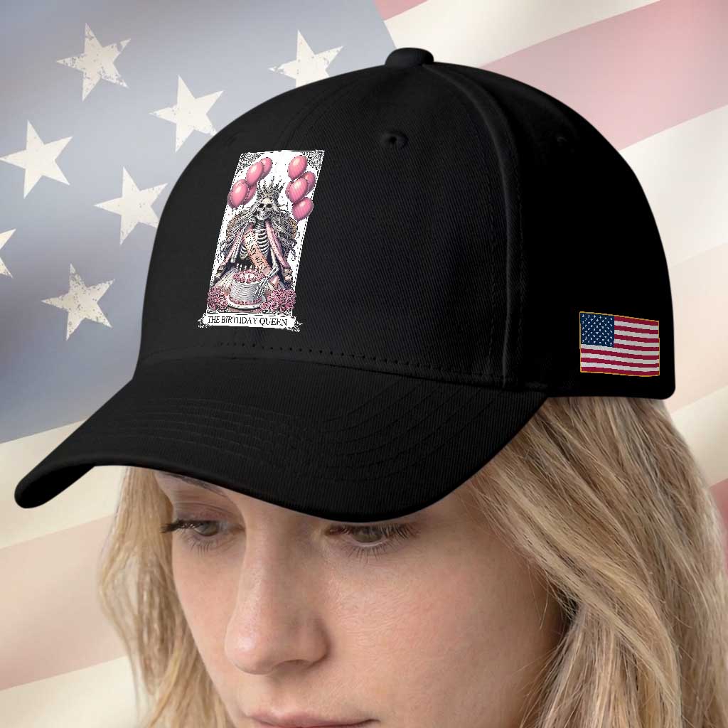 Funny 40th Birthday Queen Tarot Card Baseball Cap Gothic Skeleton Dark Humor Gift