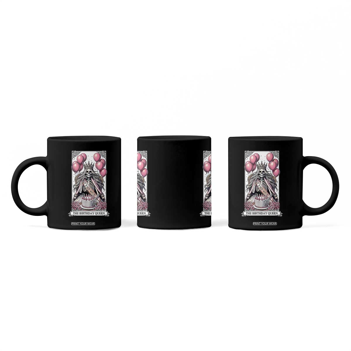 Funny 40th Birthday Queen Tarot Card Coffee Mug Gothic Skeleton Dark Humor Gift