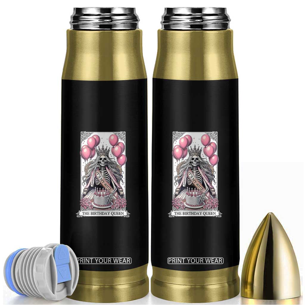 Funny 40th Birthday Queen Tarot Card Bullet Tumbler Gothic Skeleton Dark Humor Gift