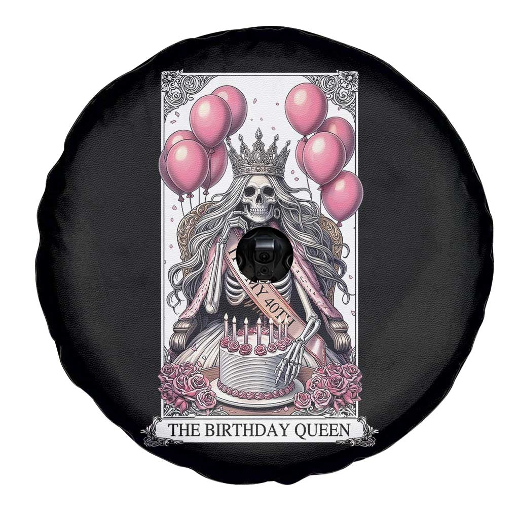 Funny 40th Birthday Queen Tarot Card Spare Tire Cover Gothic Skeleton Dark Humor Gift