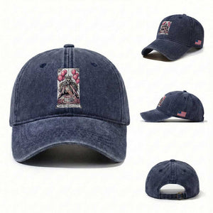 Funny 40th Birthday Queen Tarot Card Washed Cotton Baseball Cap Gothic Skeleton Dark Humor Gift