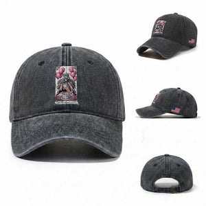 Funny 40th Birthday Queen Tarot Card Washed Cotton Baseball Cap Gothic Skeleton Dark Humor Gift