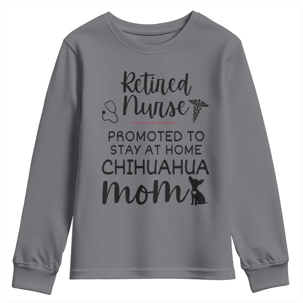 Funny Nurse Retirement Chihuahua Dog Mom Gift Youth Sweatshirt Promoted To Stay At Home TS12 Charcoal Print Your Wear