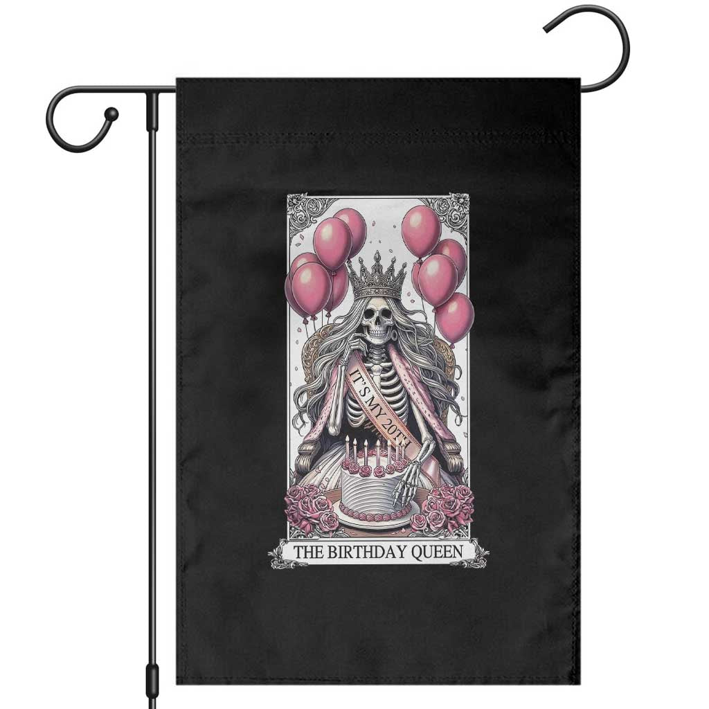 Funny 20th Birthday Queen Tarot Card Garden Flag Gothic Skeleton Dark Humor Gift TS12 Black Print Your Wear