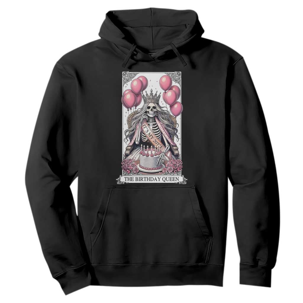 Funny 20th Birthday Queen Tarot Card Hoodie Gothic Skeleton Dark Humor Gift TS12 Black Print Your Wear