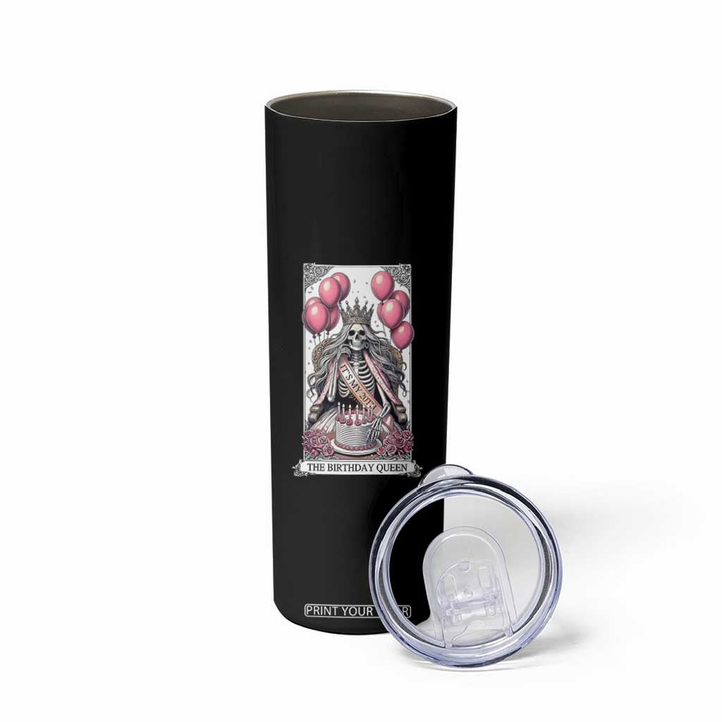 Funny 20th Birthday Queen Tarot Card Skinny Tumbler Gothic Skeleton Dark Humor Gift