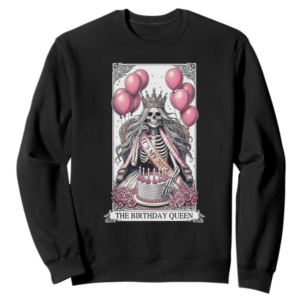 Funny 20th Birthday Queen Tarot Card Sweatshirt Gothic Skeleton Dark Humor Gift TS12 Black Print Your Wear