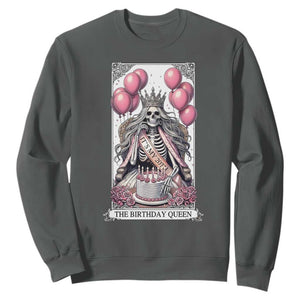 Funny 20th Birthday Queen Tarot Card Sweatshirt Gothic Skeleton Dark Humor Gift TS12 Dark Heather Print Your Wear