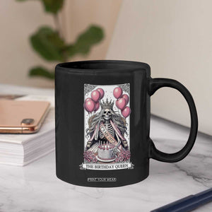 Funny 25th Birthday Queen Tarot Card Coffee Mug Gothic Skeleton Dark Humor Gift