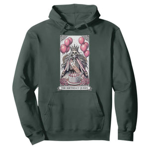 Funny 25th Birthday Queen Tarot Card Hoodie Gothic Skeleton Dark Humor Gift TS12 Dark Forest Green Print Your Wear