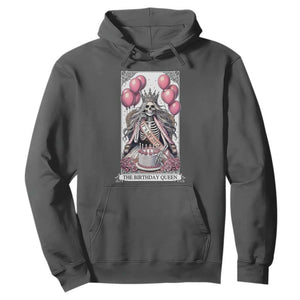 Funny 25th Birthday Queen Tarot Card Hoodie Gothic Skeleton Dark Humor Gift TS12 Dark Heather Print Your Wear