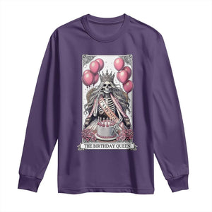 Funny 25th Birthday Queen Tarot Card Long Sleeve Shirt Gothic Skeleton Dark Humor Gift TS12 Purple Print Your Wear