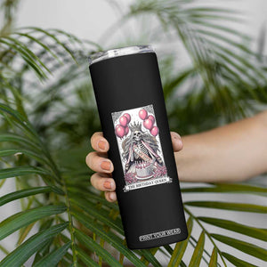 Funny 25th Birthday Queen Tarot Card Skinny Tumbler Gothic Skeleton Dark Humor Gift