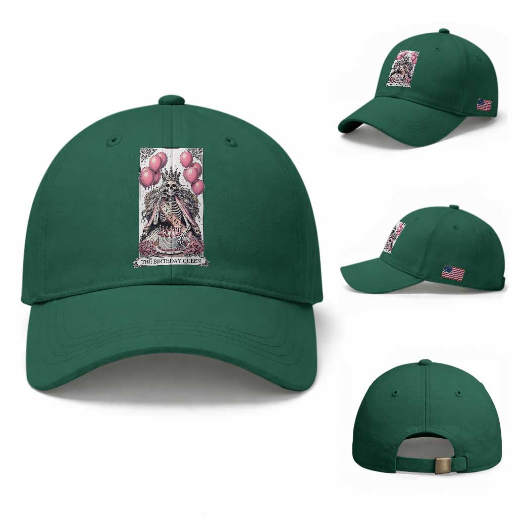 Funny 30th Birthday Queen Tarot Card Baseball Cap Gothic Skeleton Dark Humor Gift
