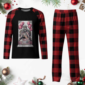 Funny 30th Birthday Queen Tarot Card Plaid Pajama Set Gothic Skeleton Dark Humor Gift TS12 Buffalo Plaid Print Your Wear
