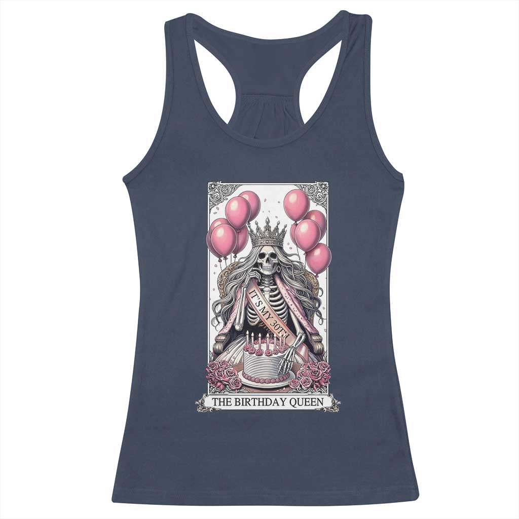 Funny 30th Birthday Queen Tarot Card Racerback Tank Top Gothic Skeleton Dark Humor Gift TS12 Navy Print Your Wear