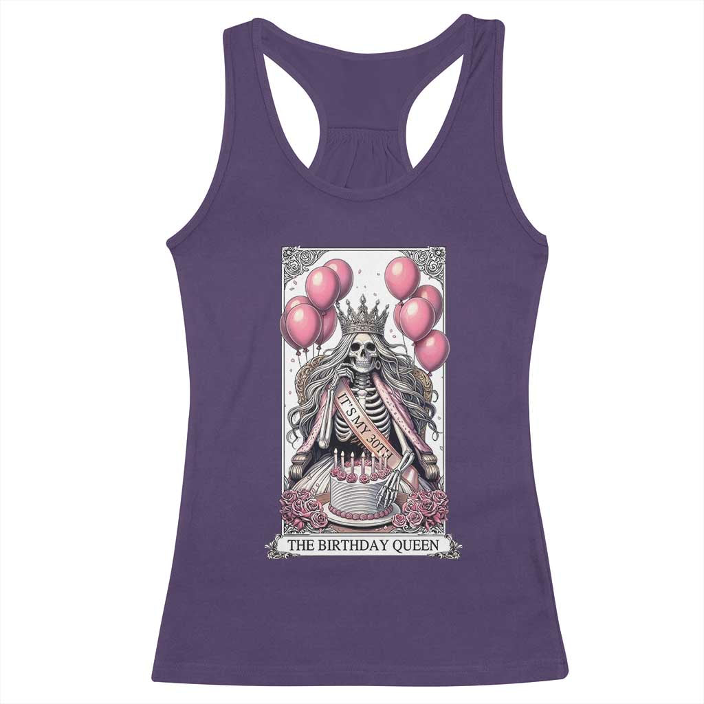 Funny 30th Birthday Queen Tarot Card Racerback Tank Top Gothic Skeleton Dark Humor Gift TS12 Purple Print Your Wear