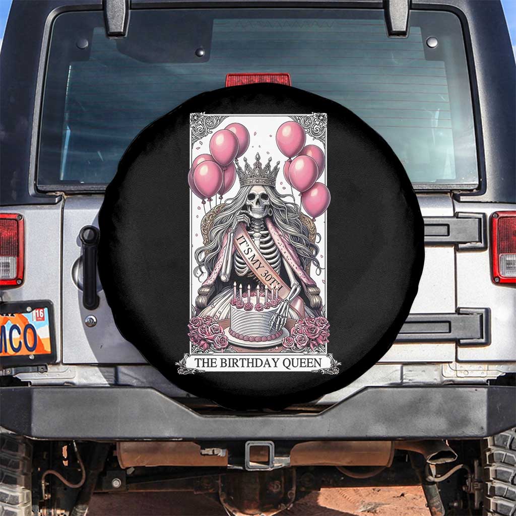 Funny 30th Birthday Queen Tarot Card Spare Tire Cover Gothic Skeleton Dark Humor Gift