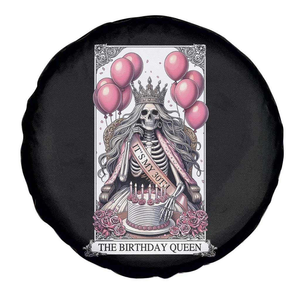 Funny 30th Birthday Queen Tarot Card Spare Tire Cover Gothic Skeleton Dark Humor Gift