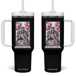 Funny 30th Birthday Queen Tarot Card Tumbler With Handle Gothic Skeleton Dark Humor Gift