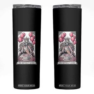 Funny 35th Birthday Queen Tarot Card Skinny Tumbler Gothic Skeleton Dark Humor Gift