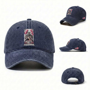 Funny 35th Birthday Queen Tarot Card Washed Cotton Baseball Cap Gothic Skeleton Dark Humor Gift