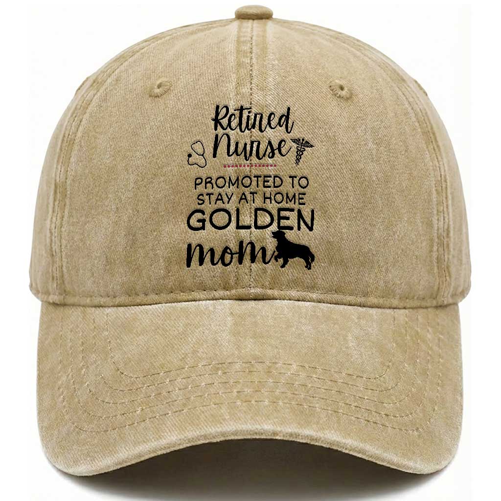 Funny Nurse Retirement Golden Mom Gift Washed Cotton Baseball Cap Promoted To Stay At Home