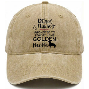Funny Nurse Retirement Golden Mom Gift Washed Cotton Baseball Cap Promoted To Stay At Home