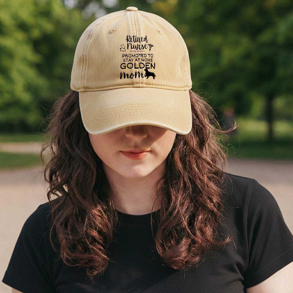 Funny Nurse Retirement Golden Mom Gift Washed Cotton Baseball Cap Promoted To Stay At Home