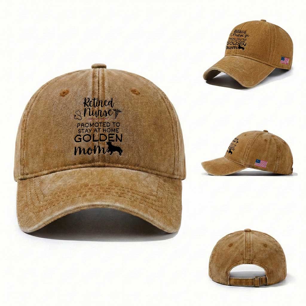 Funny Nurse Retirement Golden Mom Gift Washed Cotton Baseball Cap Promoted To Stay At Home