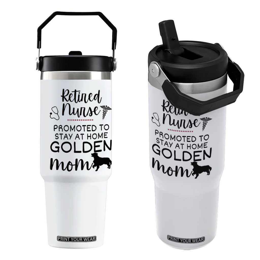 Funny Nurse Retirement Golden Mom Gift Flip Straw Tumbler Promoted To Stay At Home TS12 One Size: 30 oz White Print Your Wear