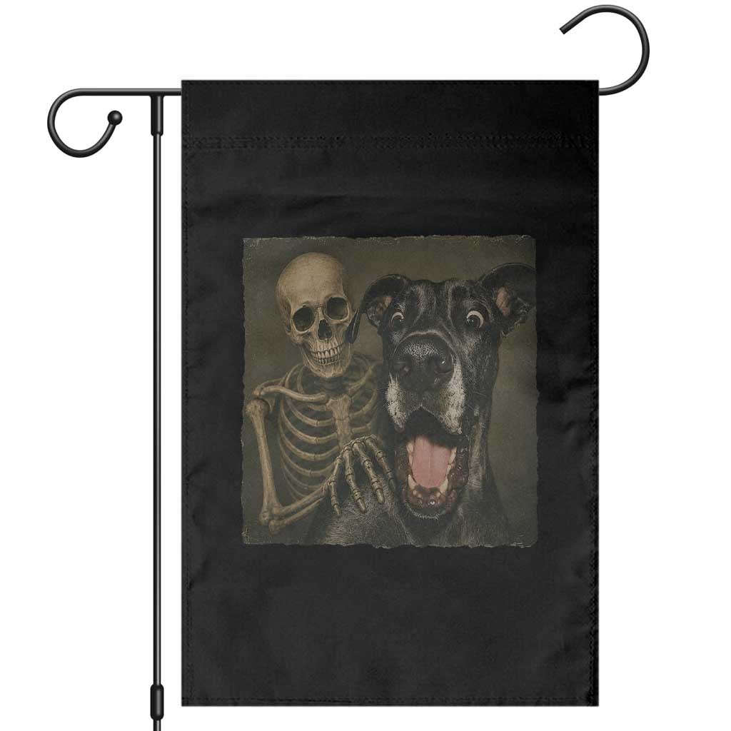 Funny Skeleton Selfie With Great Dane Garden Flag Halloween Spooky Dog Lover Gift TS12 Black Print Your Wear