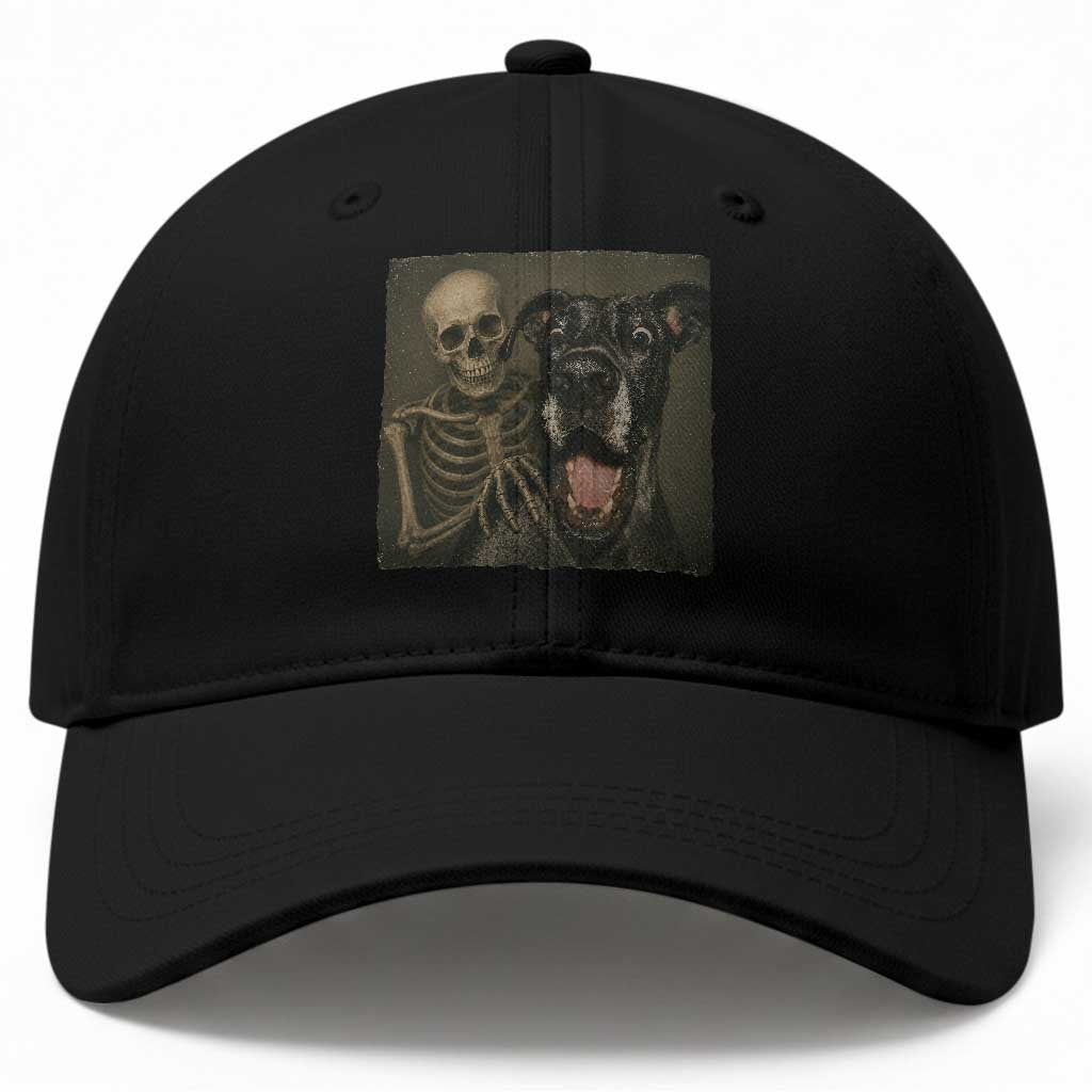 Funny Skeleton Selfie With Great Dane Baseball Cap Halloween Spooky Dog Lover Gift TS12 Print Your Wear