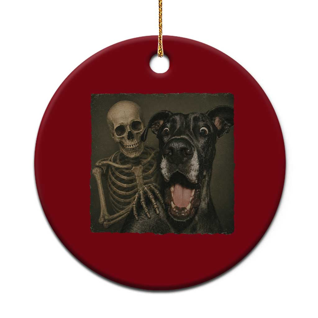 Funny Skeleton Selfie With Great Dane Ceramic Ornament Halloween Spooky Dog Lover Gift TS12 1pc Red Print Your Wear