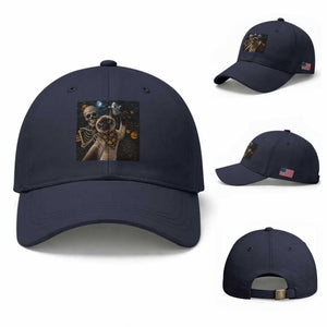 Funny Skeleton Selfie Siamese Cat Baseball Cap Halloween Spooky Cat Lover Gift