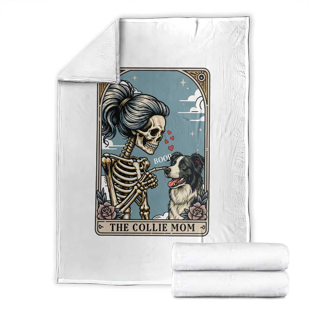 Border Collie Mom Skeleton Tarot Card Throw Blanket Boop Sheepdog Dog Lover Gift