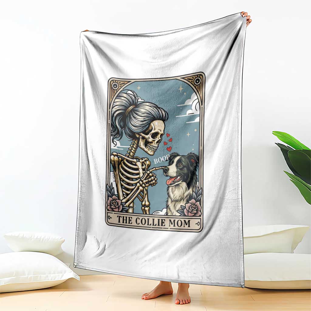 Border Collie Mom Skeleton Tarot Card Throw Blanket Boop Sheepdog Dog Lover Gift