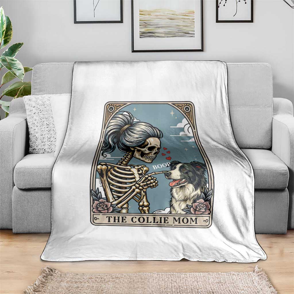 Border Collie Mom Skeleton Tarot Card Throw Blanket Boop Sheepdog Dog Lover Gift